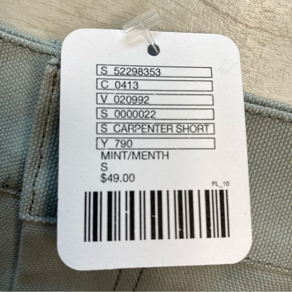 UO Urban Renewal Remnants Canvas Carpenter Shorts Sz S NWT Mint Seafoam Sea Salt - Picture 6 of 12